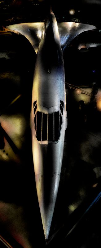 a dramatic photo of the Concorde at Udvar Hazy air and space museum  - vertical panorama- by Tony Karp - Concorde - Techno-Impressionist Museum - Techno-Impressionism - art - beautiful - photo photography picture - by Tony Karp
